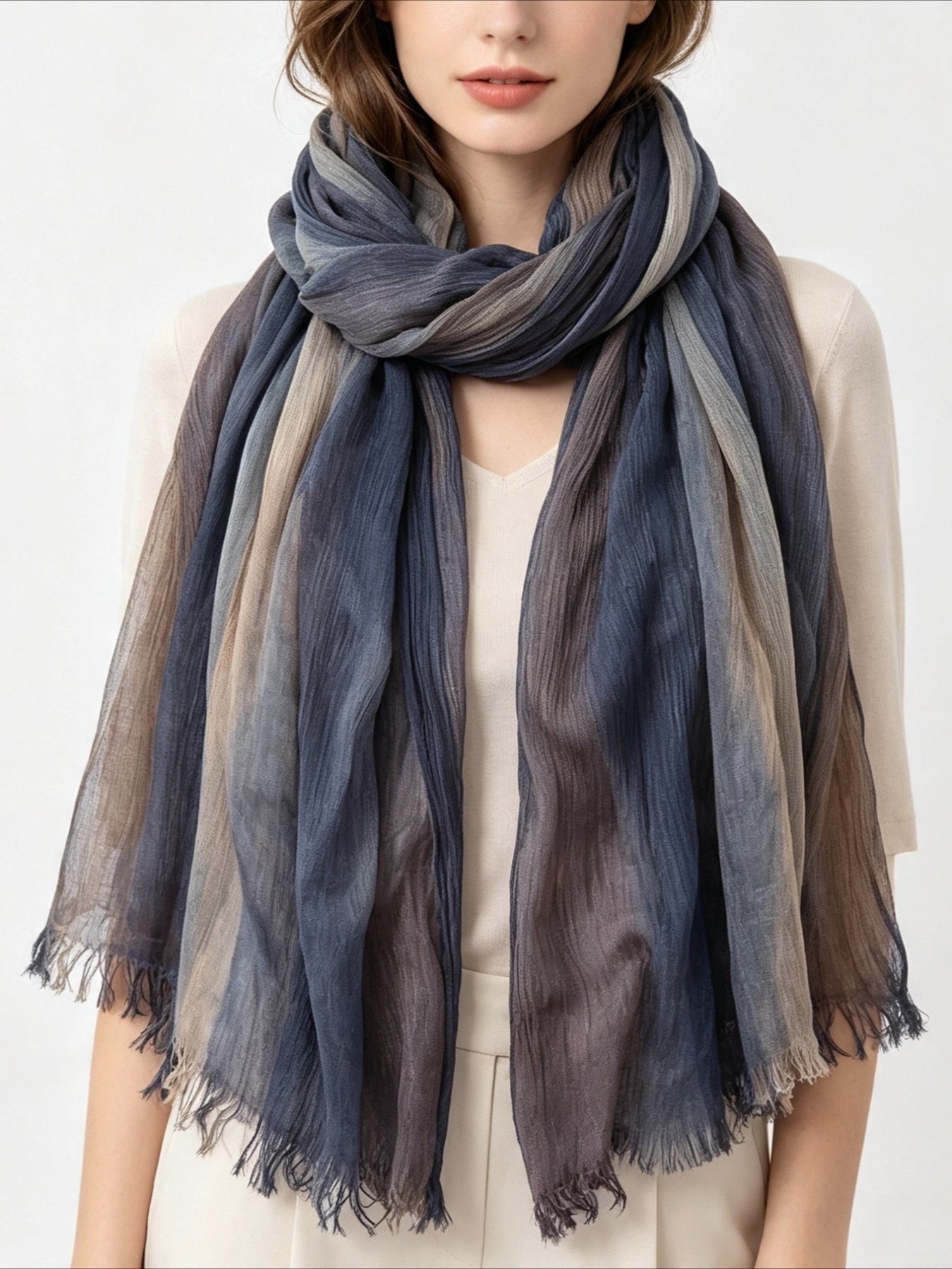 Vintage Fashion Hijab - 1 stuk Dames Vintage Verloopgestreepte Hijab