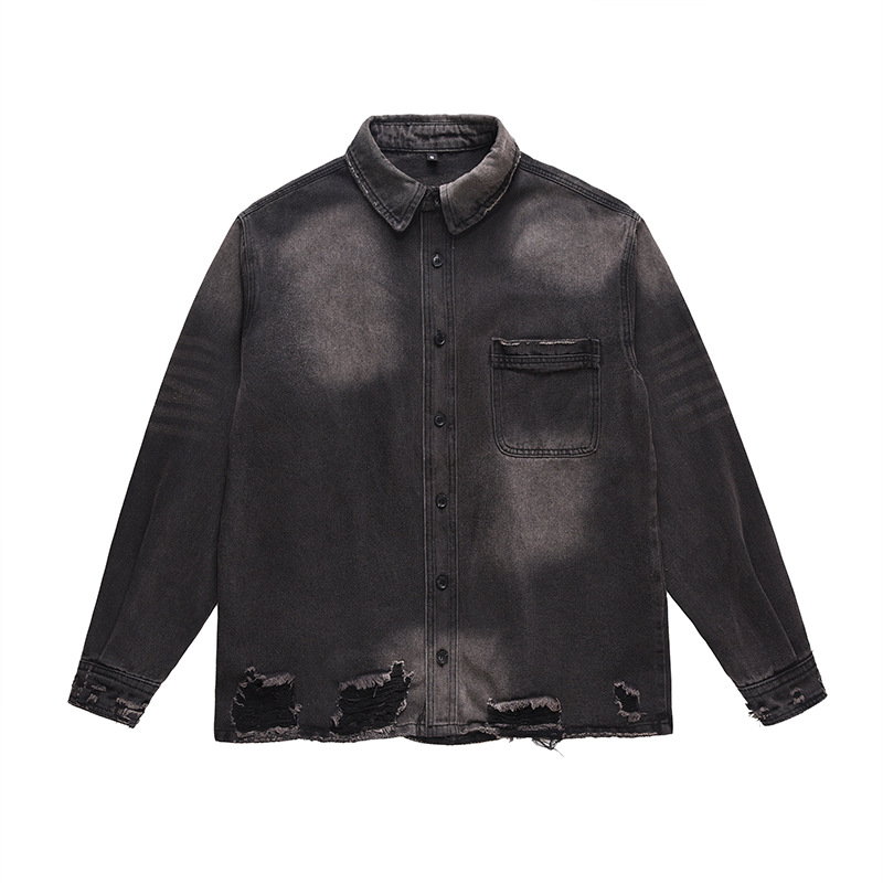 Vintage Fashion Streetwear - Heren High Street gescheurde jeansjas Mode