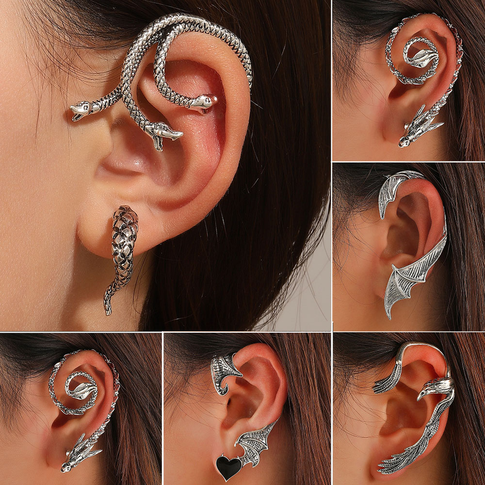 Vintage Fashion Guild - Gotische Drie Headed Slang Oorbellen Voor