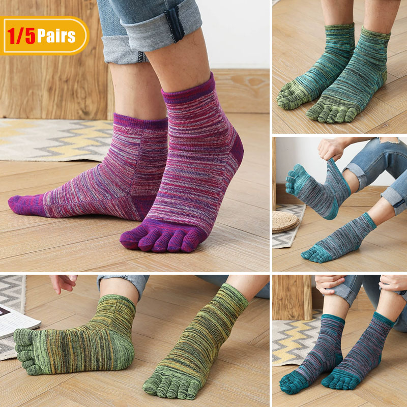 Vintage Fashion Streetwear - 1/5 Pairs Man Kleurrijke Teen Happy