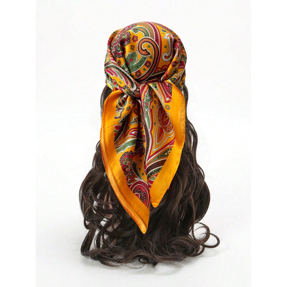 Vintage Fashion Hijab - Nieuwe Luxe Print Imitatie Zijde Vierkante