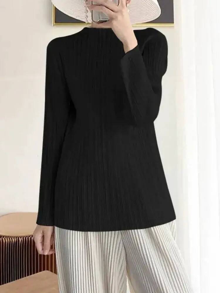 Mode Effen Kleur Plooien T-shi - Vintage Fashion Build recensie en prijs