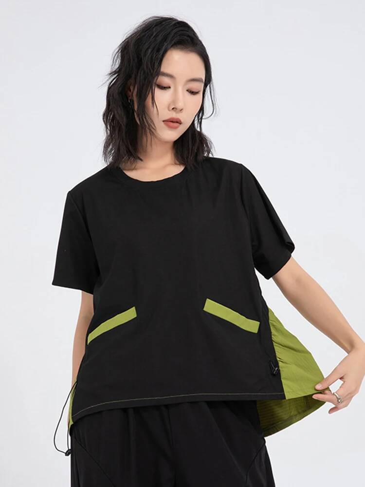 Groen Kleurblok Dames T-shirt  - Vintage Fashion Build recensie en prijs