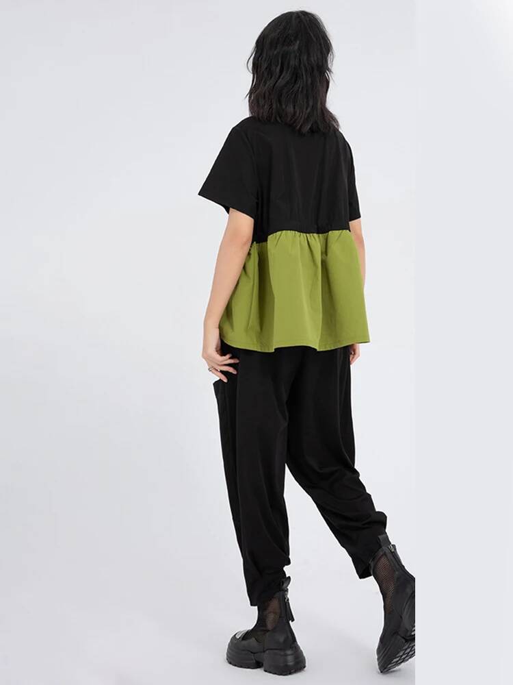 Groen Kleurblok Dames T-shirt  - Vintage Fashion Build recensie en prijs