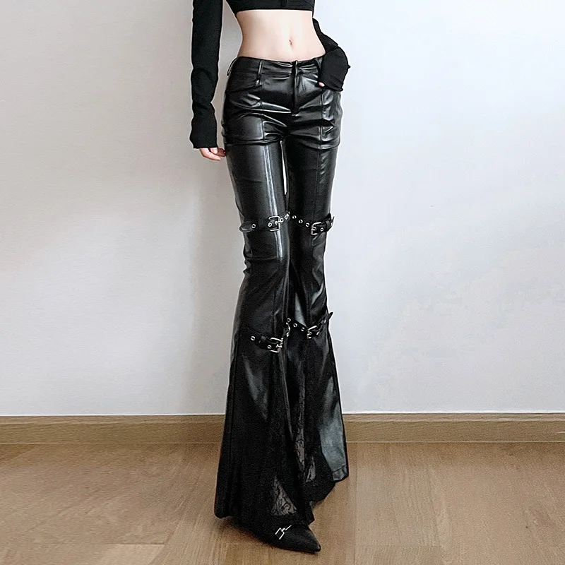 Dames PU lederen flare broek,  - Vintage Fashion Streetwear recensie en prijs