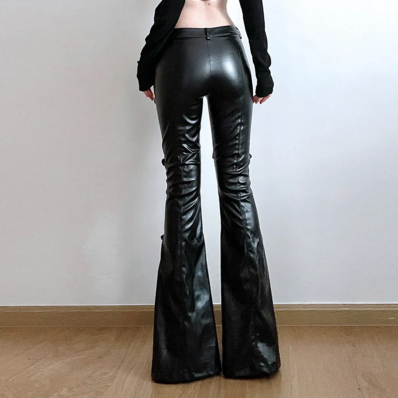 Dames PU lederen flare broek,  - Vintage Fashion Streetwear recensie en prijs