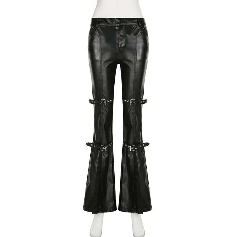 Dames PU lederen flare broek,  - Vintage Fashion Streetwear recensie en prijs